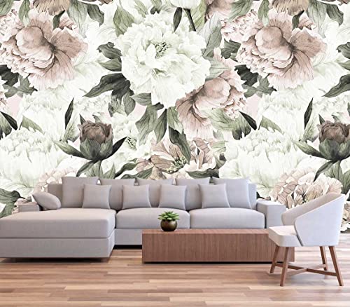 Roses and Banana Leaves Wall Mural Wallpaper for Bedroom and Living Room (110.1 Sq Ft)