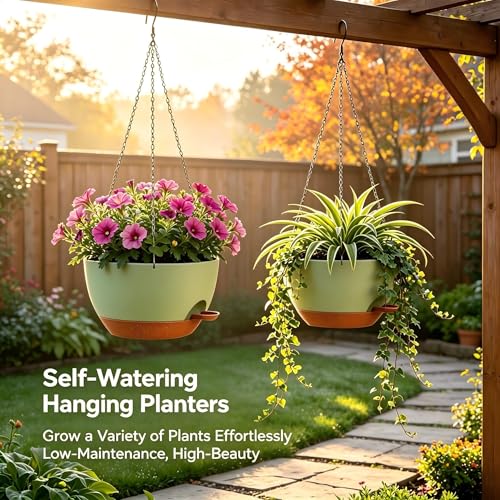 12 Inch Self Watering Hanging Planters 2 Pack (2 Count)