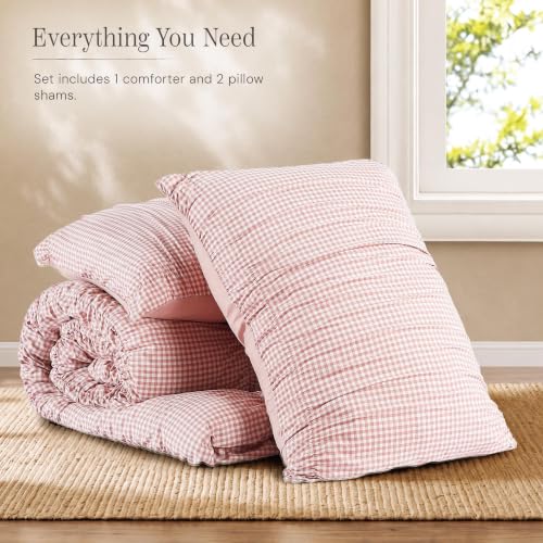 Pink Gingham Twin XL Comforter Set