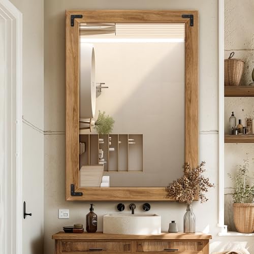 Wood Framed Bathroom Vanity Mirror for Wall
