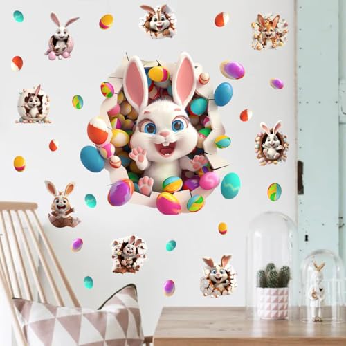 Large 3D Easter Bunny Wall Stickers (25 Count)