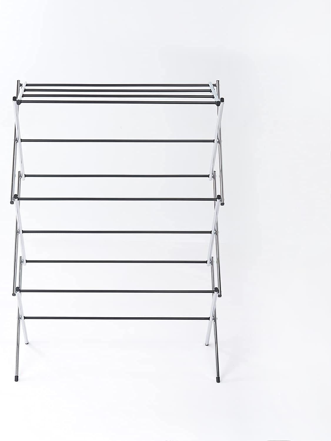 Displays By Jack Portable Collapsible Clothing Dryer Rack, Foldable Drying Rack for Clothes, Lingerie, Towels, Linens, Laundry Home Apartment Must Haves, Metal Chrome Finish - NestledHome