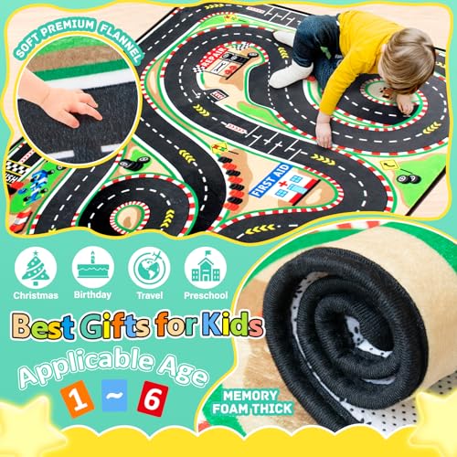 Kids Race Track Play Mat Rug