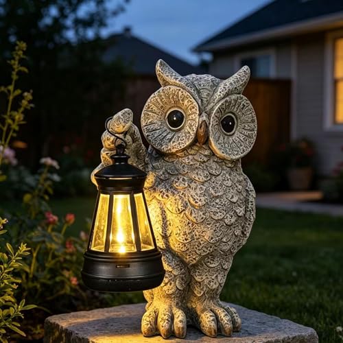 Solar Owl Garden Statue with LED Lantern