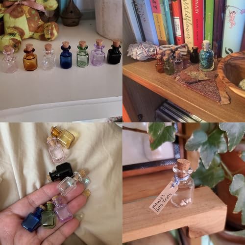 2ml Mini Rectangle Glass Bottles with Cork (7 Count)