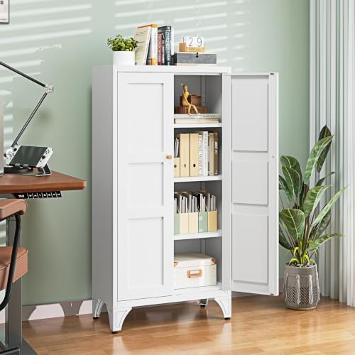 Metal Storage Cabinet with Doors and Shelves