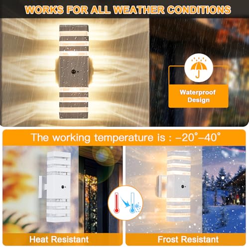 2 Pack Motion Sensor Outdoor Wall Lights with 4 Dimmable Bulbs (2 Count)