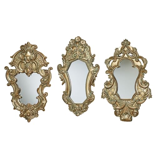 Lattice Scroll Gold Traditional Classic Wall Mirrors (3 Count)