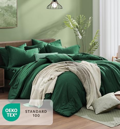 Queen Size Comforter Set 7 Pieces Emerald Green Bed in a Bag