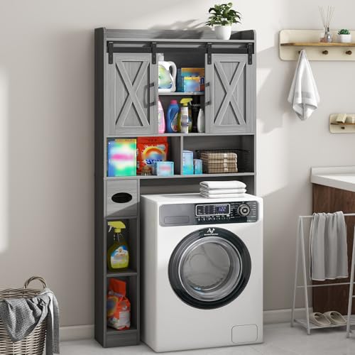Over The Toilet Storage Cabinet with Sliding Doors