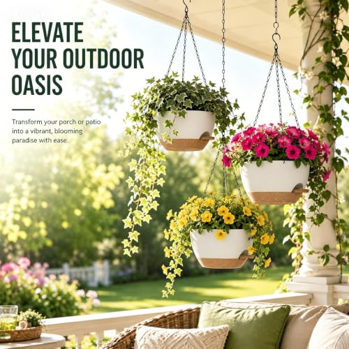 12 Inch Self Watering Hanging Planters 2 Pack (2 Count)