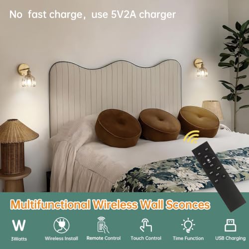 Battery Operated Vintage Wall Sconces with Amber Tulip Glass Lampshade Battery Powered Wall Lighting for Bedside Bedroom Doorway