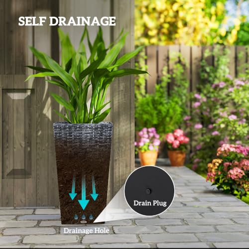24 in Taper Tall Planters for Outdoor Plants Set of 3 (3 Count)