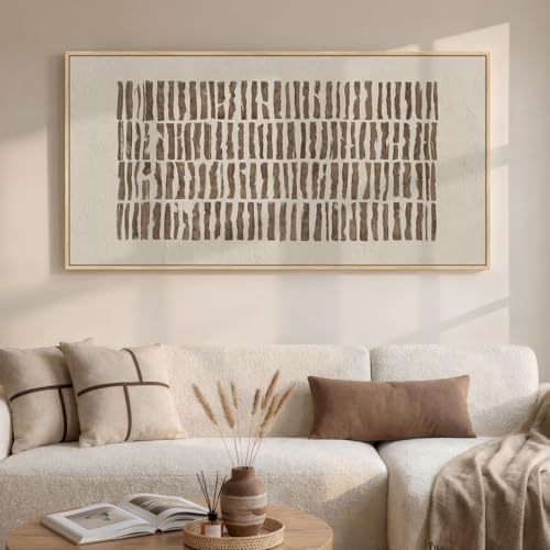 Large Framed Neutral Abstract Wall Art for Living Room