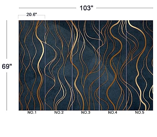 Simple Golden Lines wall Mural Wallpaper for Bedroom 103" x 69" (49 Sq Ft)