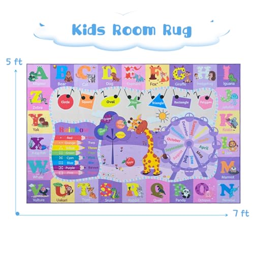 BENRON 5x7 Playroom Rug for Kids Washable