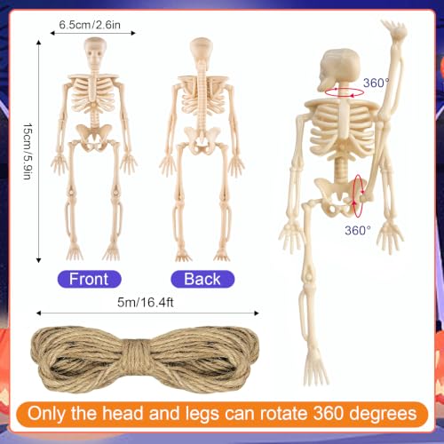 32Pcs 6" Halloween Mini Plastic Skeleton Figurines Decorations Set (10 Count)