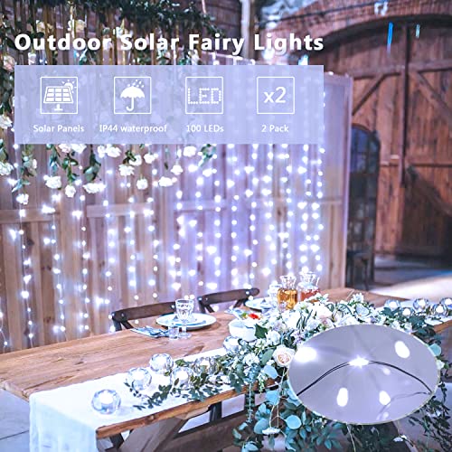 2 Pack Solar String Lights Outdoor Total 66FT 200LED Fairy Lights (2 Count)