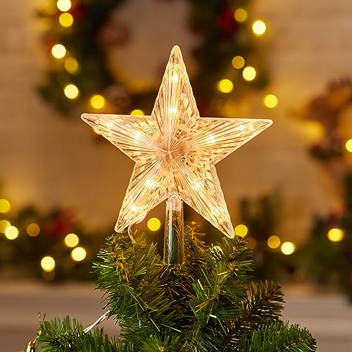 Christmas Tree Topper Lighted Star with Built