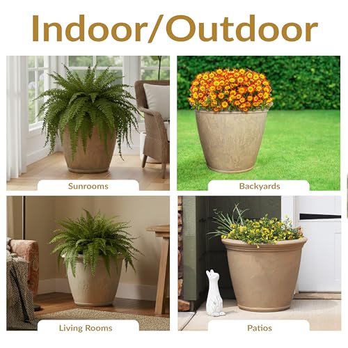 Sunnydaze Anjelica 24'' Large Plastic Planter Pot for Plants (4 Count)