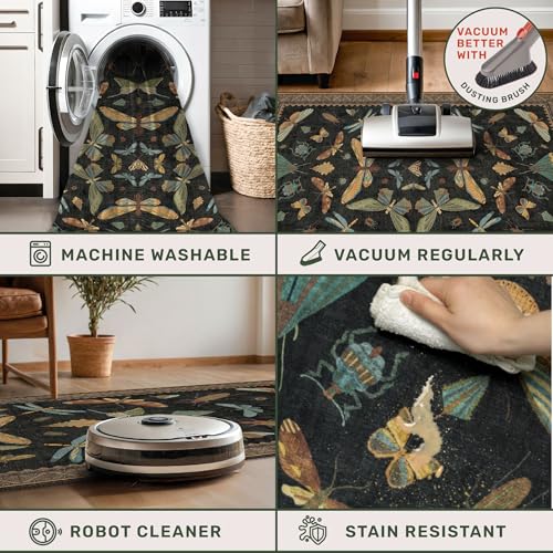2x6 Black Entryway Runner Rugs Washable Non Slip Runners for Hallway (12 Sq Ft)