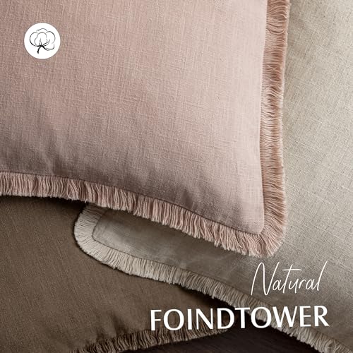 Decorative Linen Fringe Throw Pillow Covers 18×18 Light Pink (2 Count)