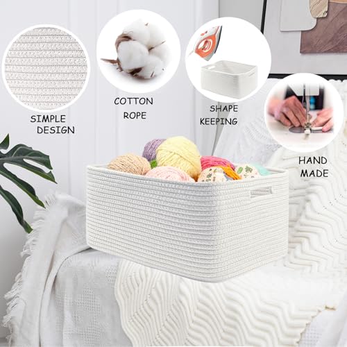 Cotton Rope Woven Basket with Handles for Shelves