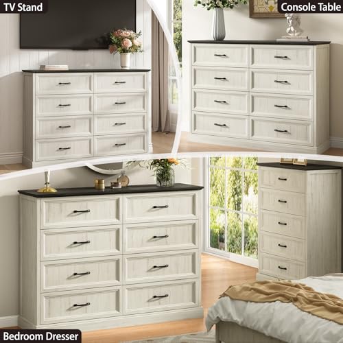 Farmhouse 8 Drawer Dresser for Bedroom