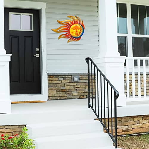 Sun Metal Wall Art Outdoor Sun Moon Face Wall Decor Rust Proof Large