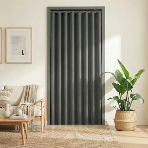 Blackout Curtains for Bedroom Room Darkening Curtains for Living Room Ceiling Door Curtain（Gery Drape 1 Panel
