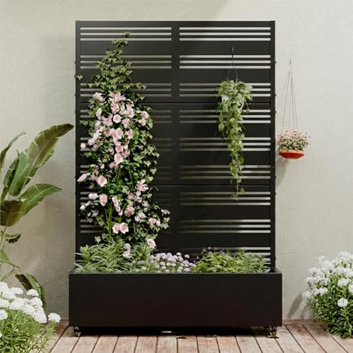 Metal Raised Garden Bed with Trellis and Wheels