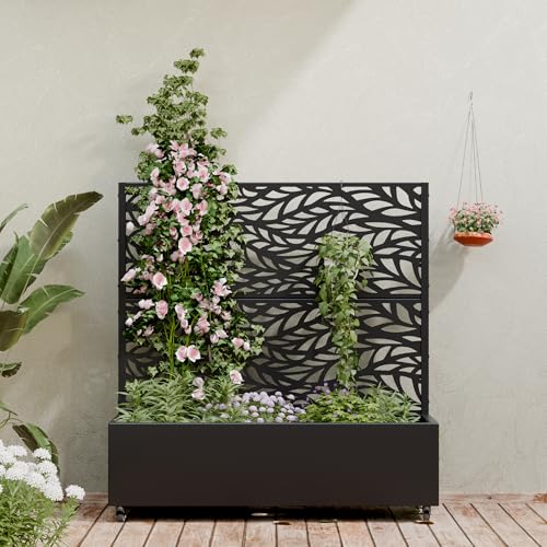 Metal Raised Garden Bed with Trellis and Wheels