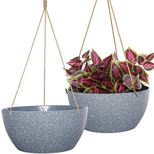 12 Inch 2 Pack Large Hanging Planters for Indoor Outdoor Plants (2 Count)