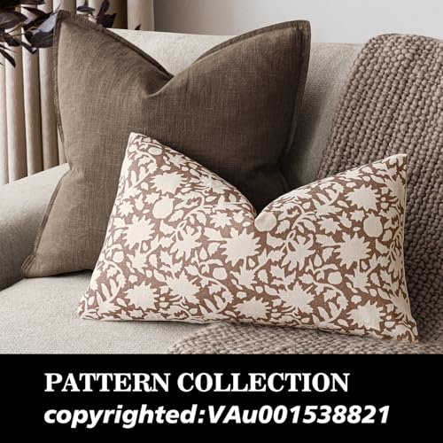 Set of 2 Decorative Neutral Floral Throw Pillow Covers Accent Farmhouse Cushion Covers Boho Pillowcase for Couch Sofa Bedroom Living Room Home Decor (2 Count)
