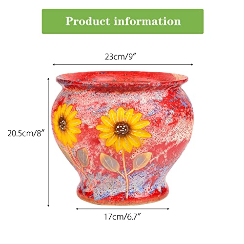9 Inch Hand Painted Ceramic Succulent Plant Pots