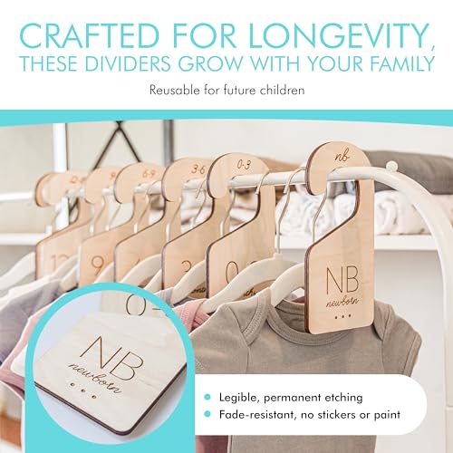 Baby Closet Dividers in Natural Birch Wood (7 Count)