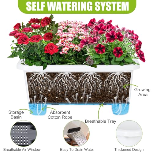 Self Watering Rectangle Planter Boxes 8 (8 Count)