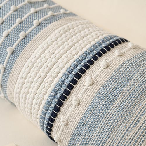 Decorative Lumbar Throw Pillow Cover 12x20 Coastal Blue Accent Cushion for Couch Sofa Farmhouse Pillowcase for Bedroom Living Room Home Décor Cover ONLY