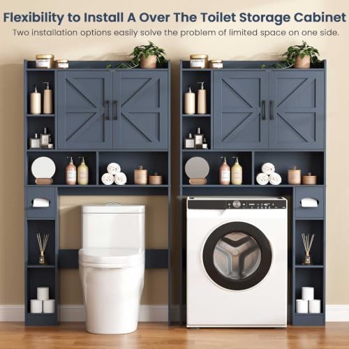 Over The Toilet Storage Cabinet with 2 Barn Doors