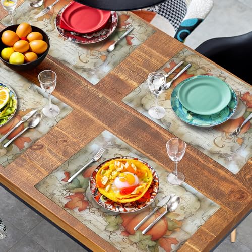 Fall Pumpkin Maple Leaf Placemats Set of 4 (4 Count)
