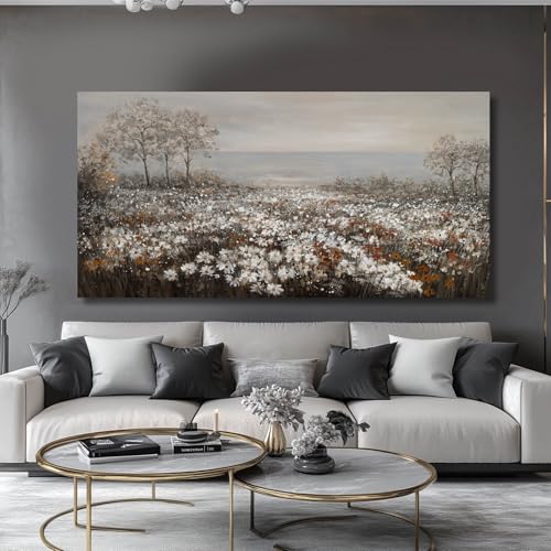 Wildflower Wall Art Rustic Farmhouse Wall Decor Countryside Canvas Prints for Bedroom Large Landscape Painting for Living Room Hallway Decor 29x58 Inch