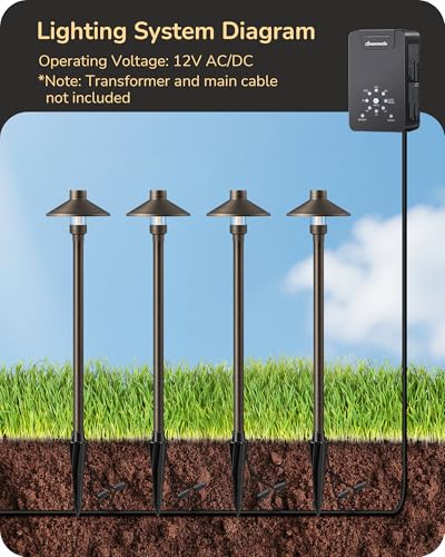 Solid Brass Low Voltage Landscape Lighting with G4 Bulbs 4 Pack (4 Count)