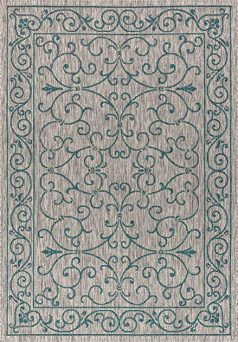 Vintage Filigree Indoor Outdoor Area Rug 3X5 Gray