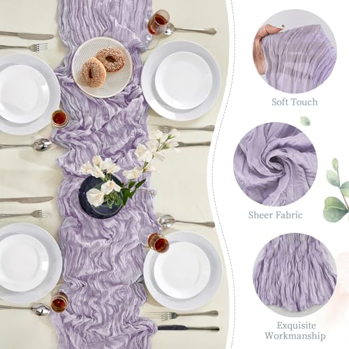 6 Pack Purple Cheesecloth Table Runner 35×120 Inch Boho Gauze Home Decor (5.28 Ounce)