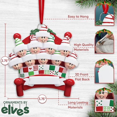 3D Bedtime Family of 10 Ornament 2026 Personalized Family Christmas Ornaments 2026