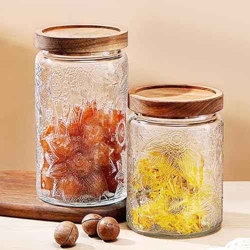 Vintage Glass Jars with Wooden Lids