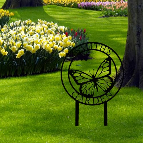 Custom Butterfly Metal Garden Sign with Stakes