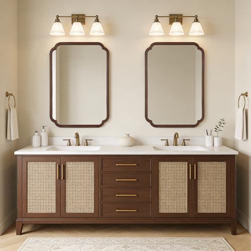 28" x 40" Wood Bathroom Mirror for Wall Mounted