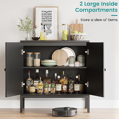 Rattan Buffet Cabinet with Doors and Shelves