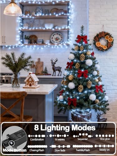 Extendable Christmas String Lights Indoor Outdoor 75.8FT 200 LED Cool White (82 Foot)
